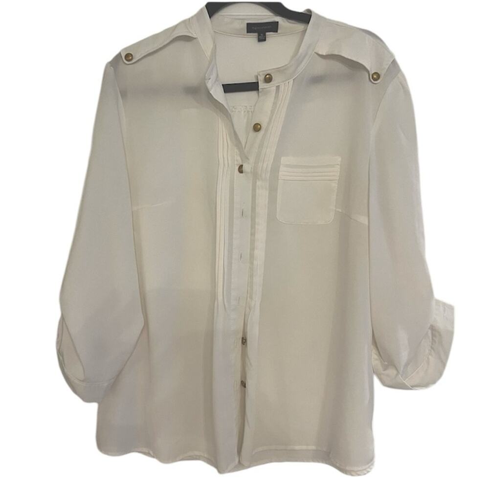 Spense White Gold Button Blouse Women’s Size XL